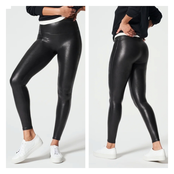 SPANX Pants - Spanx Faux Leather Black Leggings Size M
